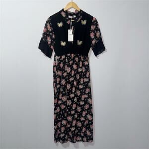 Yuna fashion short sleeve butterfly floral dress women’s size S/M NWT